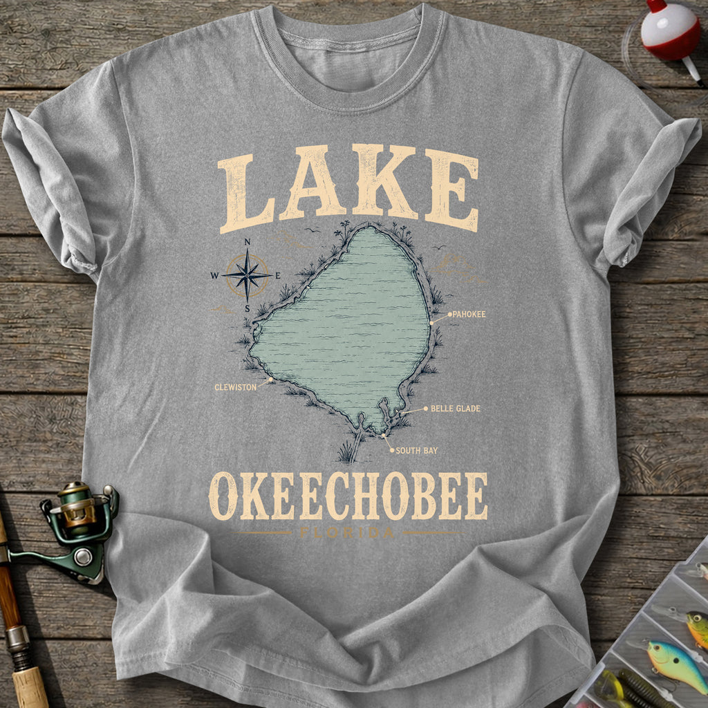 OkeeChobee Lake Map T-Shirt