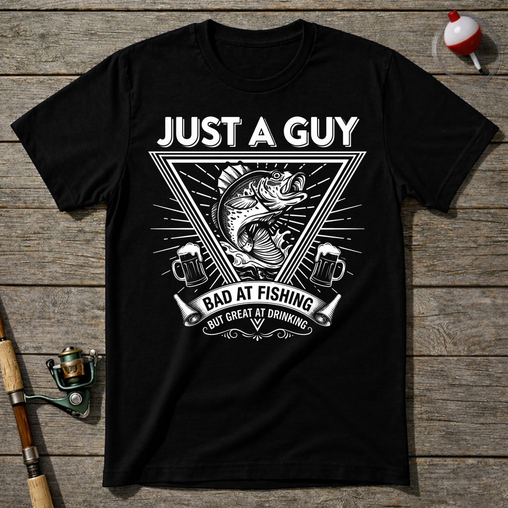 Bad At Fishing Great At Drinking T-Shirt — Maroon