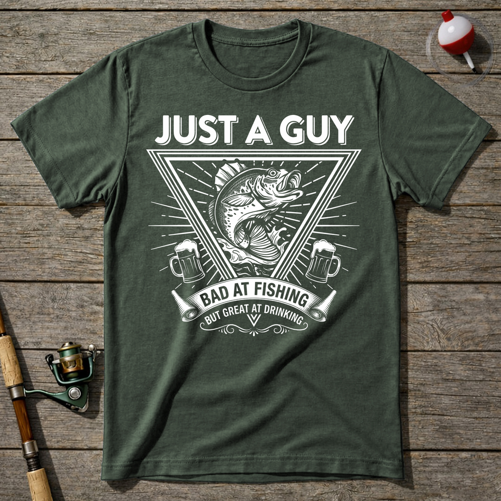 Bad At Fishing Great At Drinking T-Shirt — Military Green