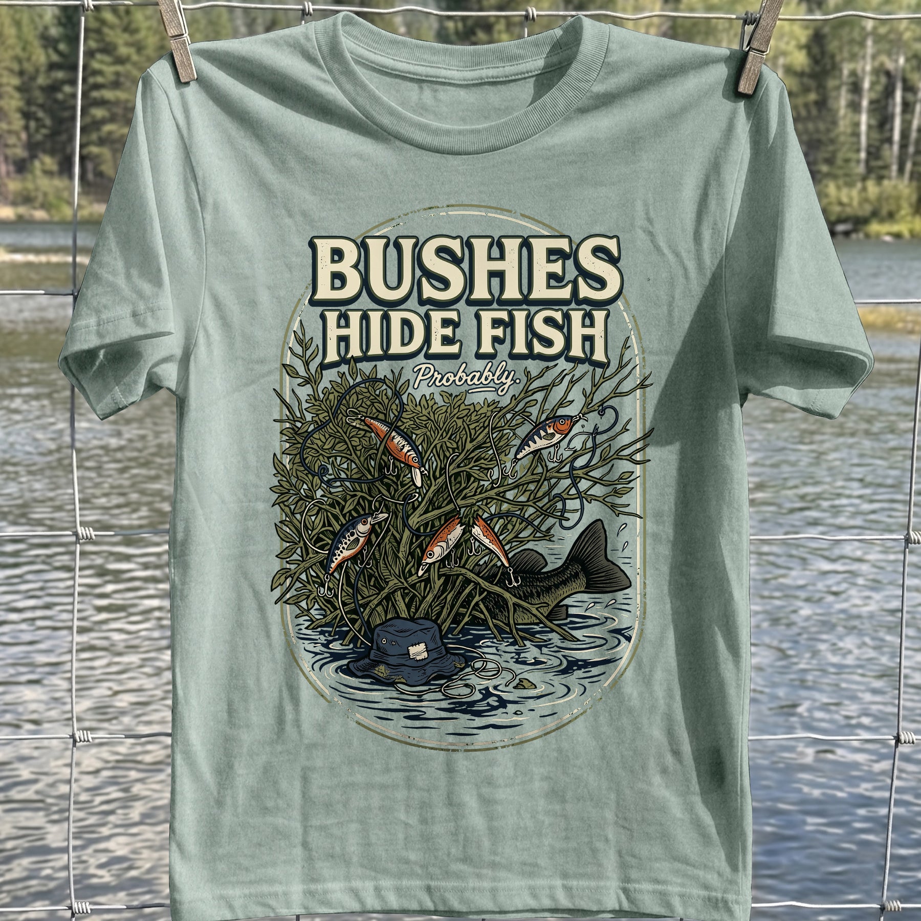 Bushes Hide Fish T-shirt