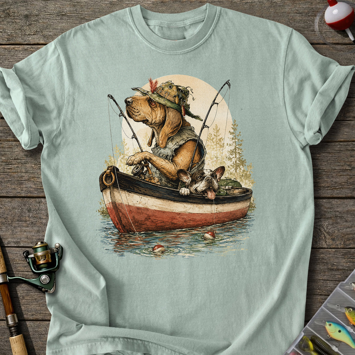 Fishing Dogs Boat T-Shirt