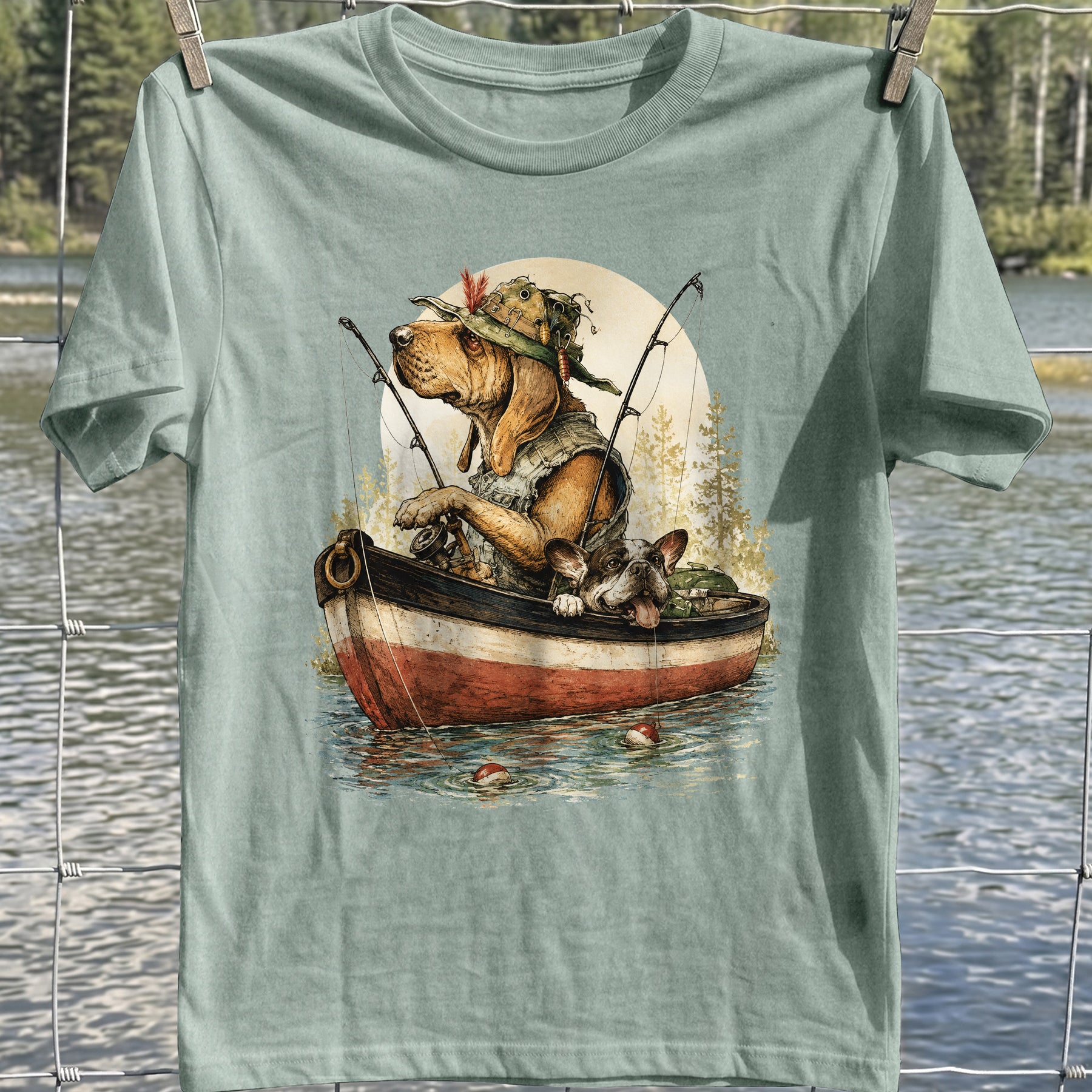 Fishing Dogs Boat T-Shirt