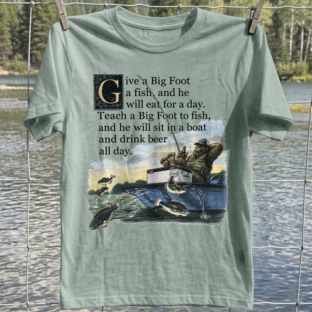 Bigfoot Fishing Lesson T-Shirt
