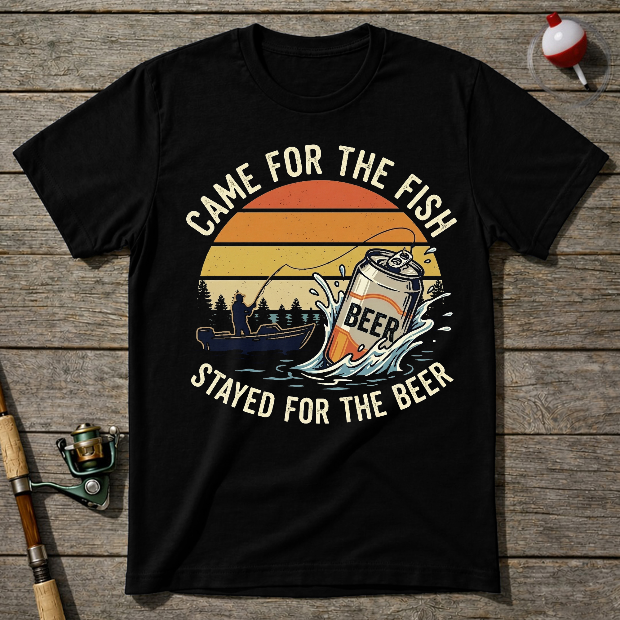 Beer Fisherman T-Shirt — Maroon