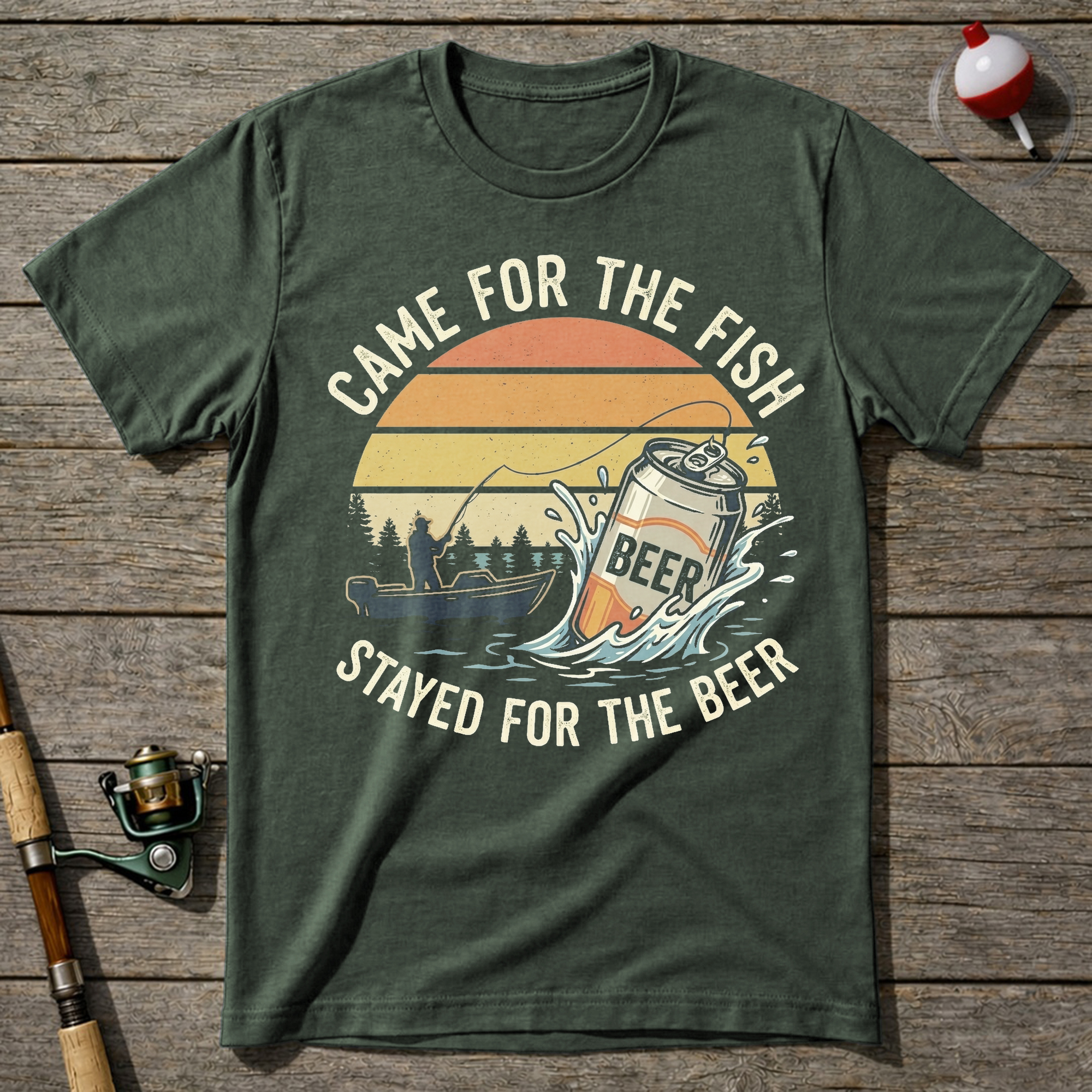 Beer Fisherman T-Shirt — Military Green
