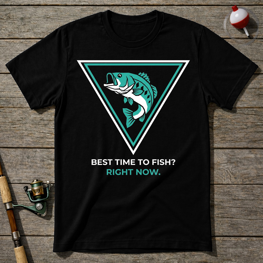 Best Time To Fish Right Now T-Shirt — Black