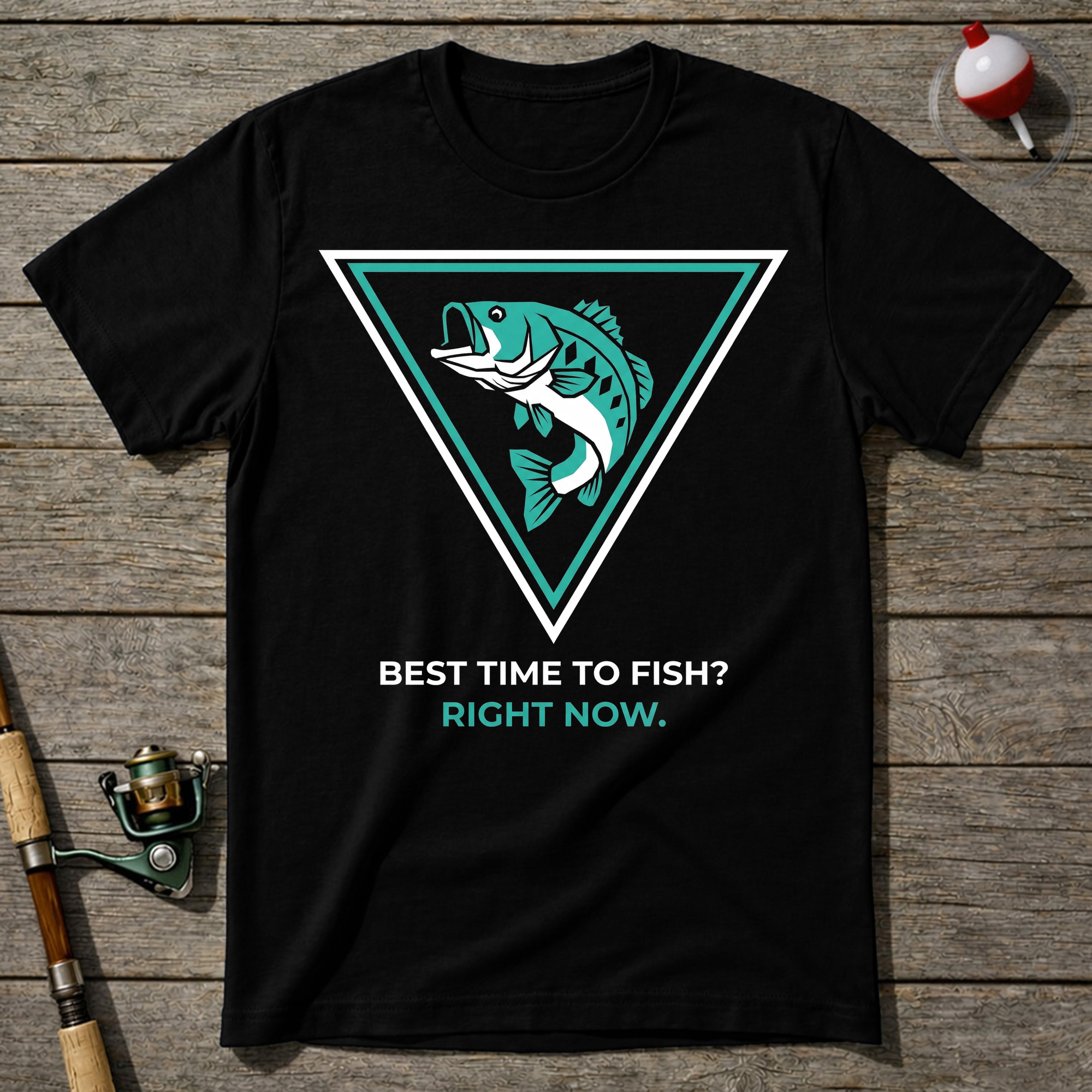 Best Time To Fish Right Now T-Shirt — Black