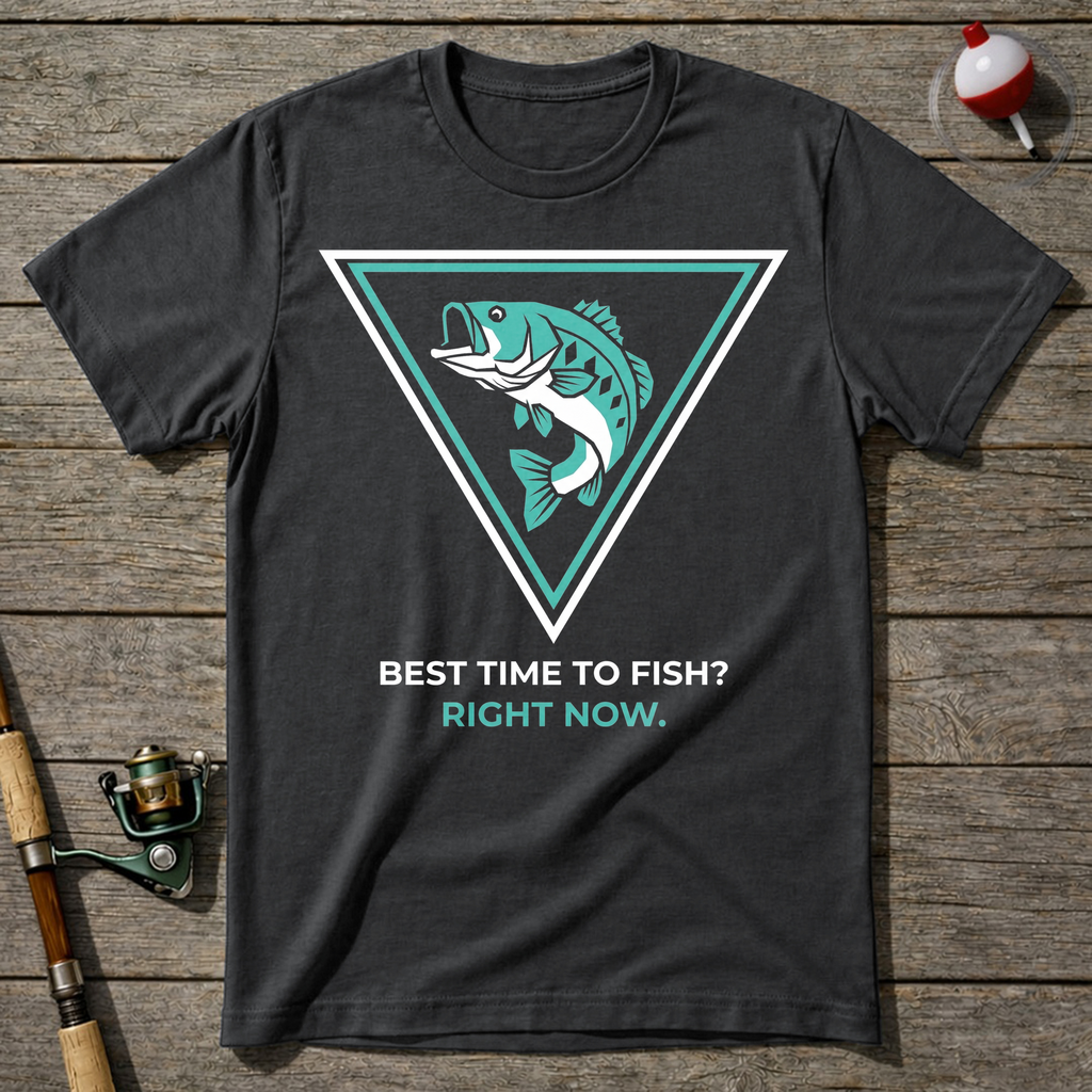 Best Time To Fish Right Now T-Shirt — Charcoal