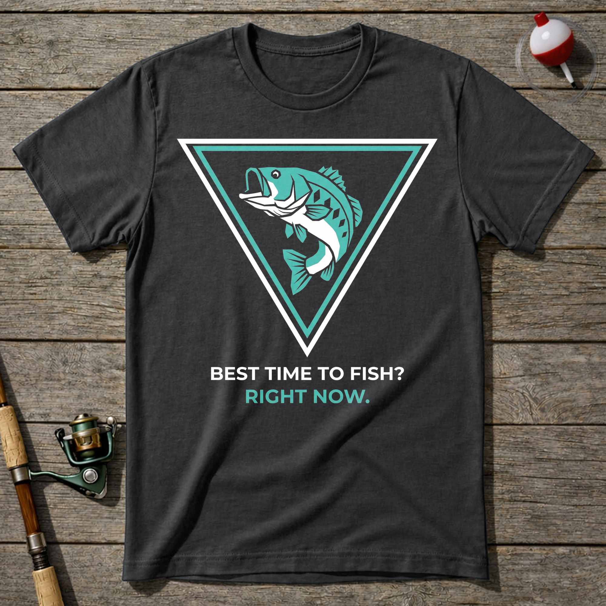 Best Time To Fish Right Now T-Shirt — Charcoal
