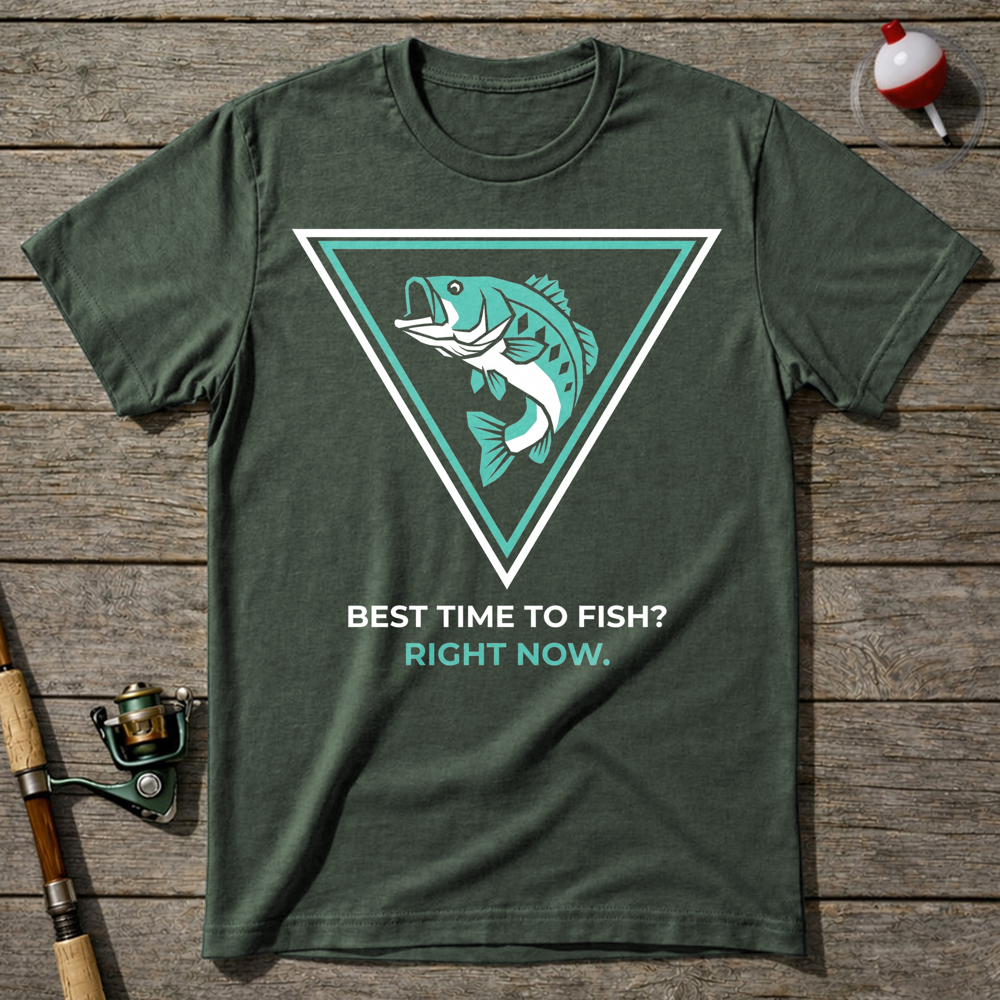 Best Time To Fish Right Now T-Shirt — Military Green