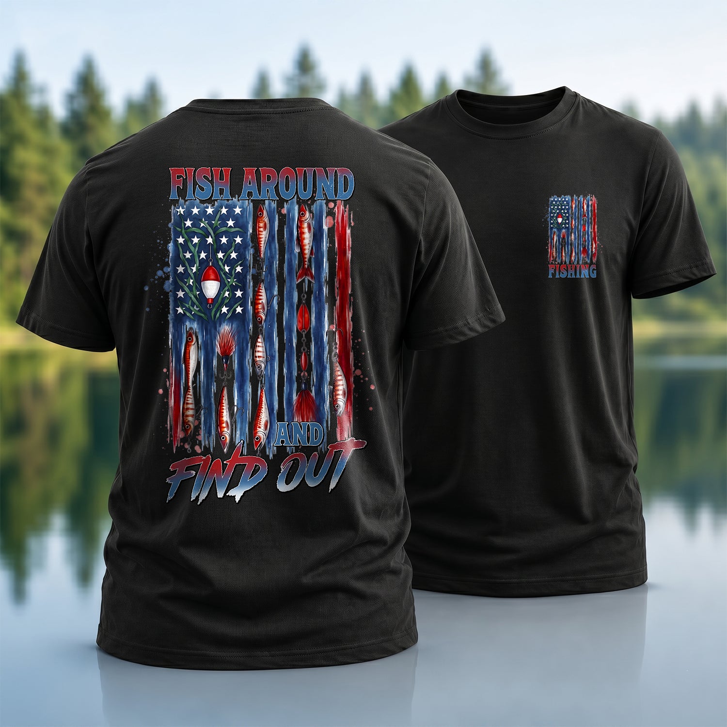 USA Fishing Flag T-Shirt