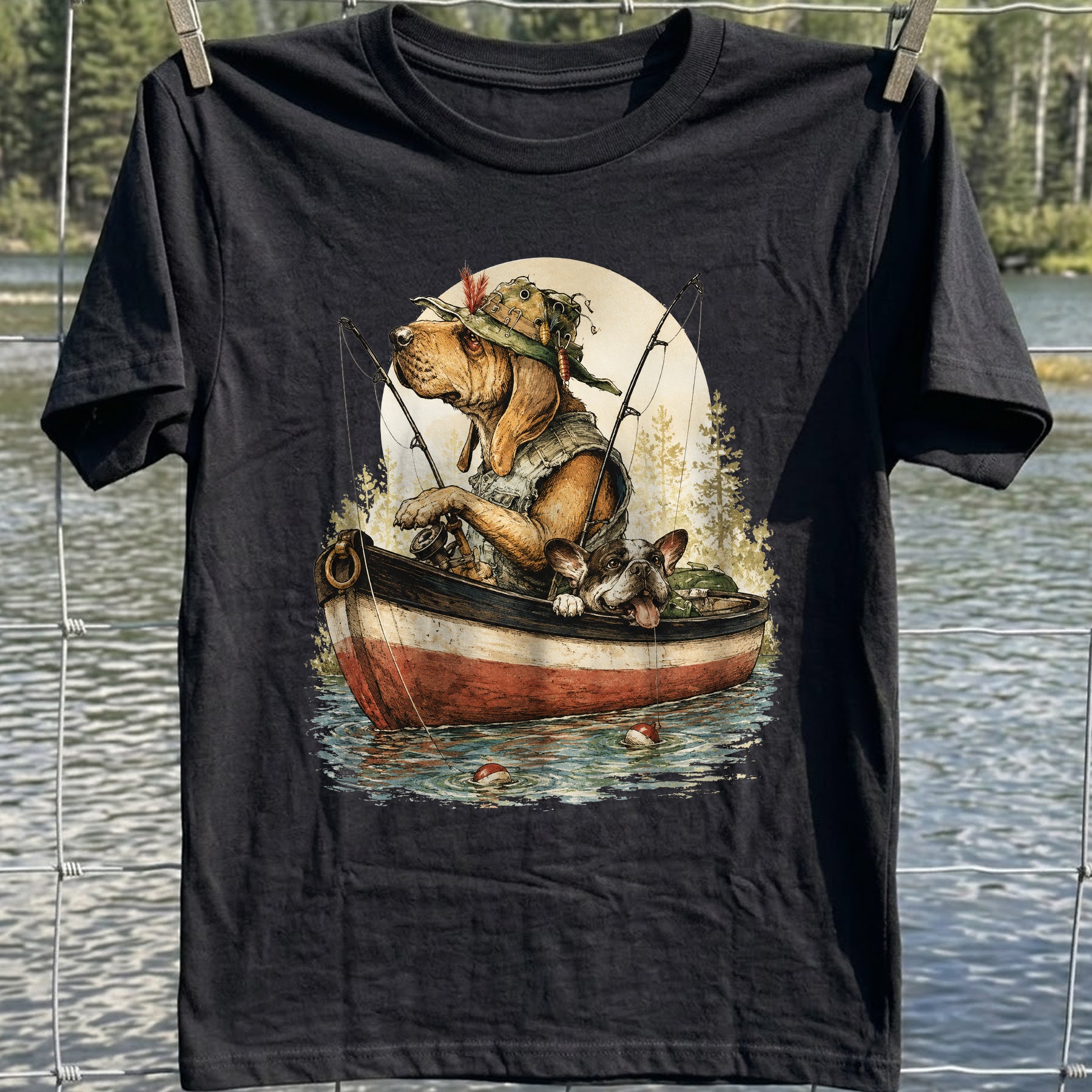 Fishing Dogs Boat T-Shirt