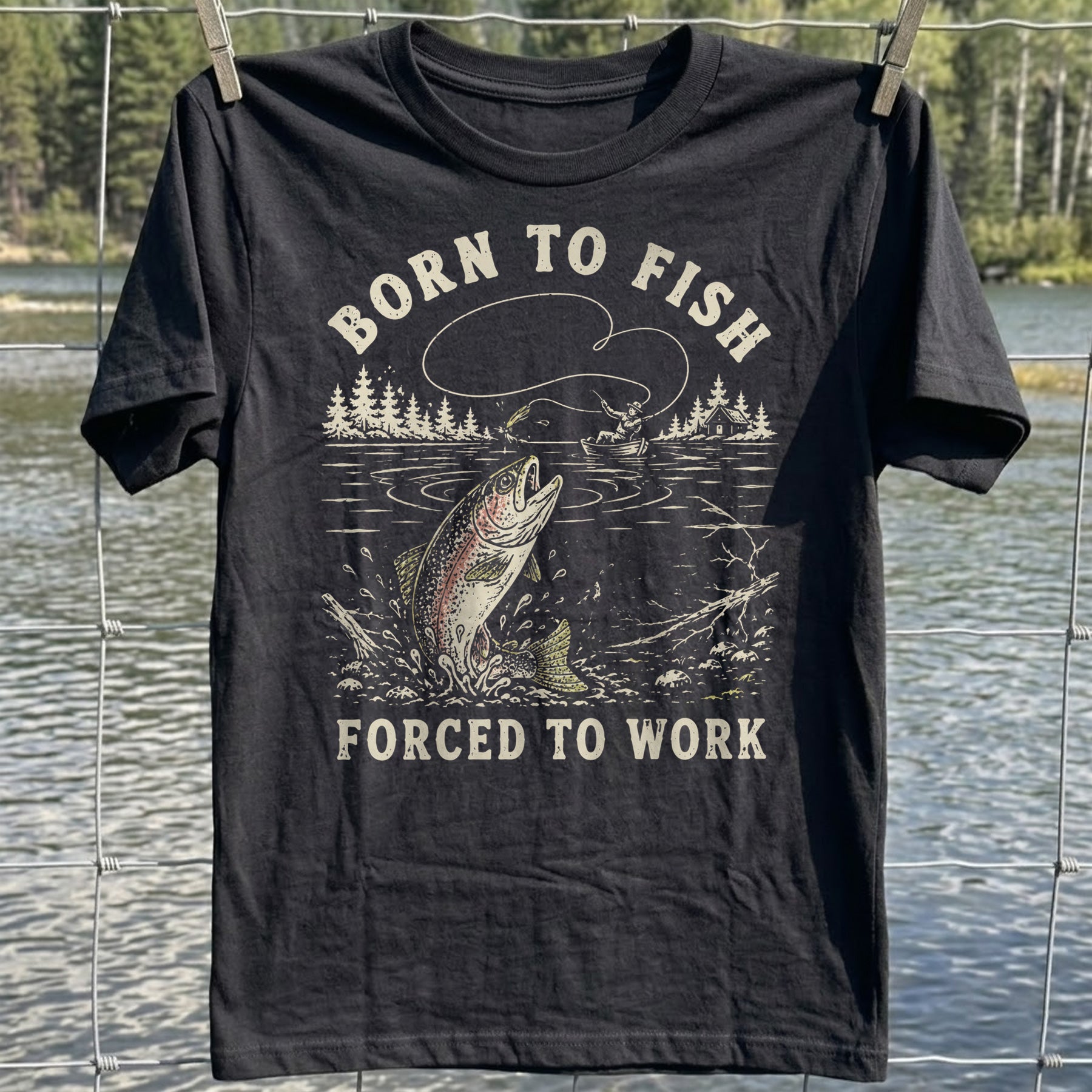 Forced To Work Fishing T-shirt