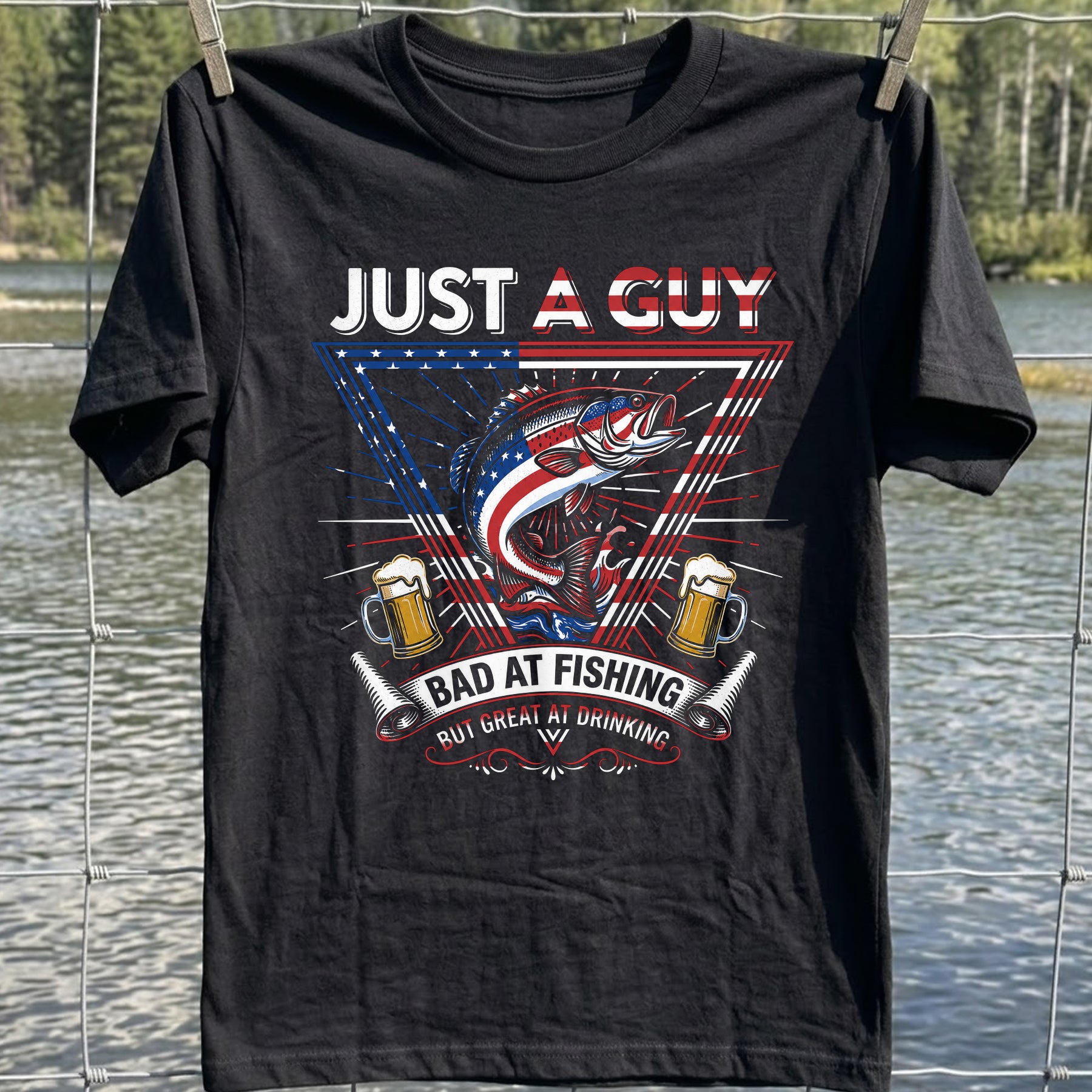 Bad At Fishing Great At Drinking USA T-Shirt