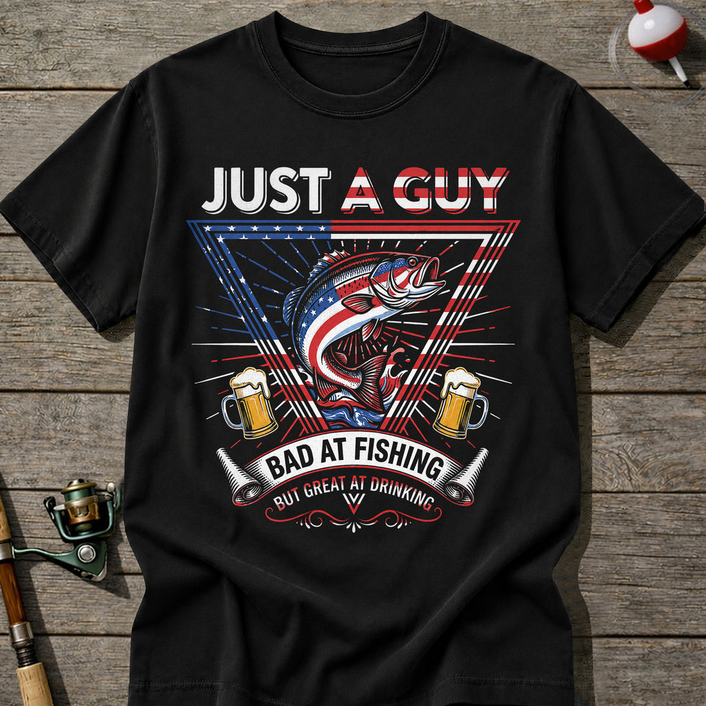 Bad At Fishing Great At Drinking USA T-Shirt