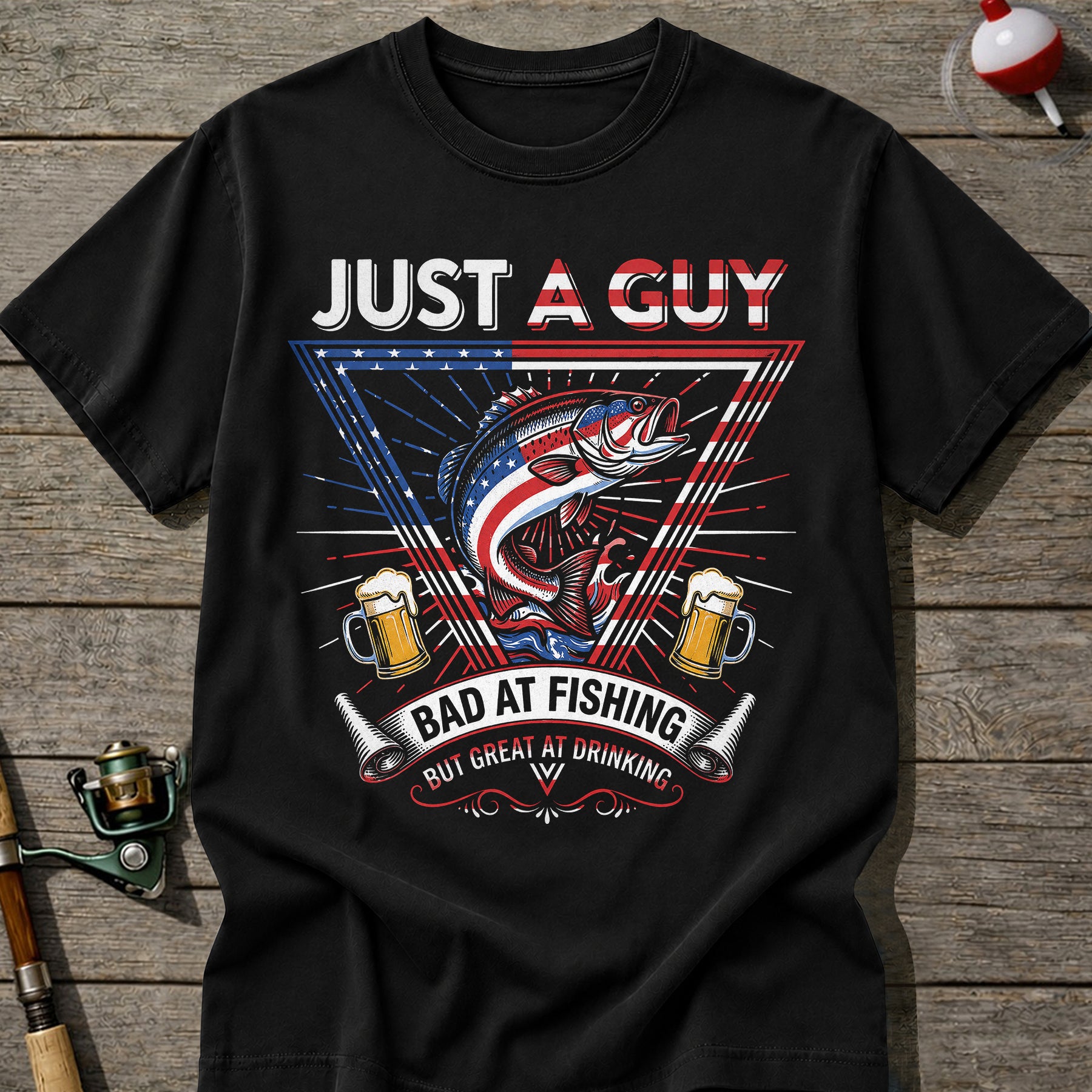 Bad At Fishing Great At Drinking USA T-Shirt