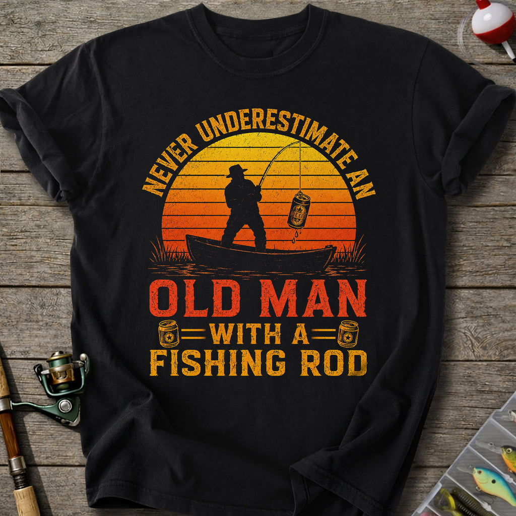 Old Man With Fishing Rod T-Shirt