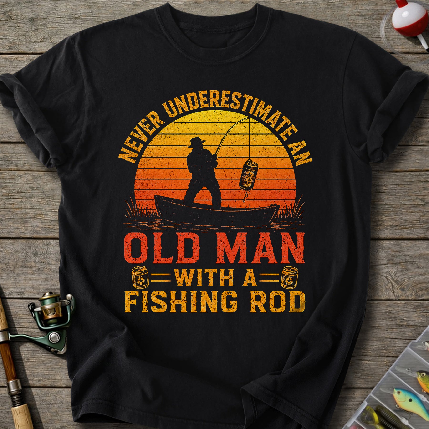 Old Man With Fishing Rod T-Shirt