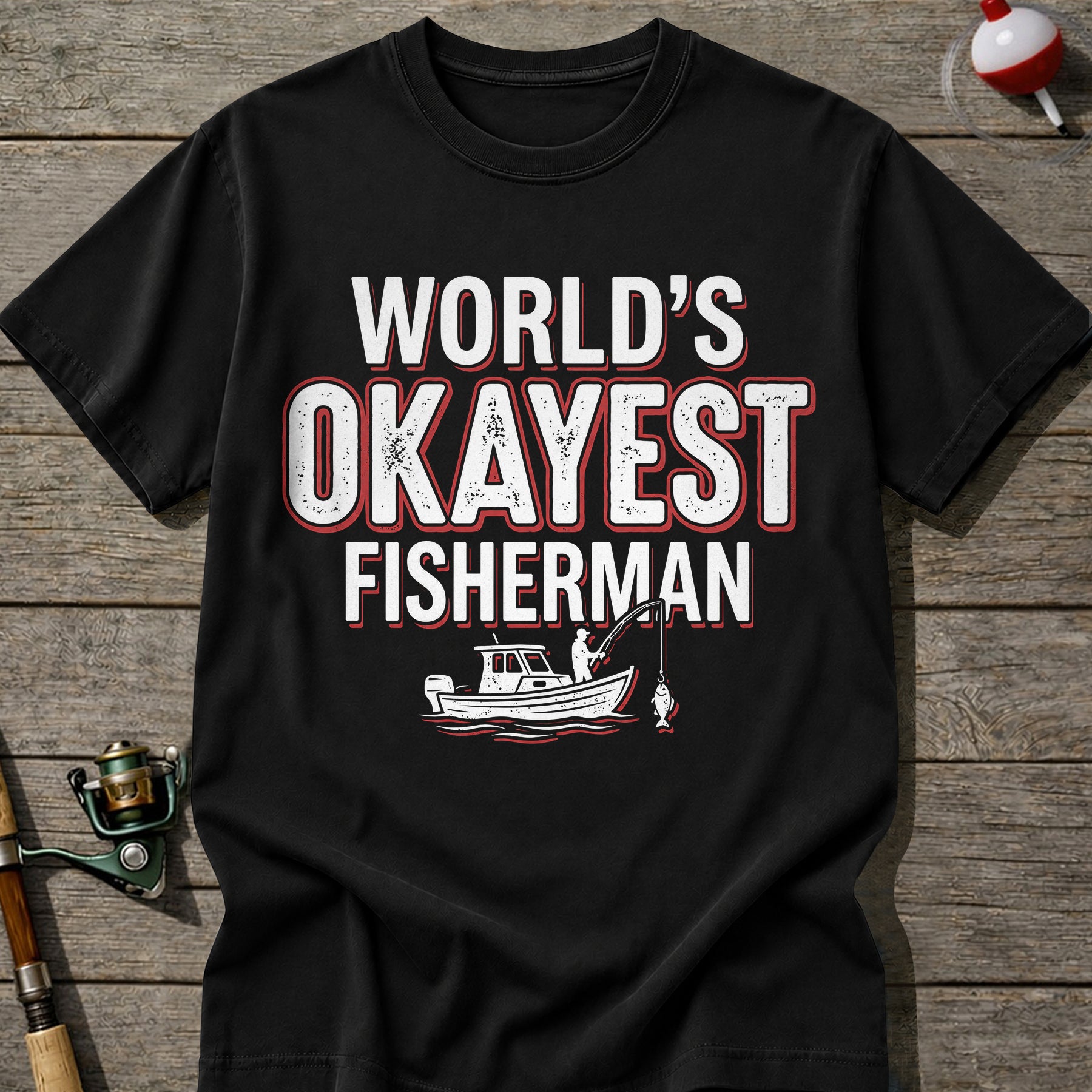 World’S Okayest Fisherman Fishing Boat T-Shirt