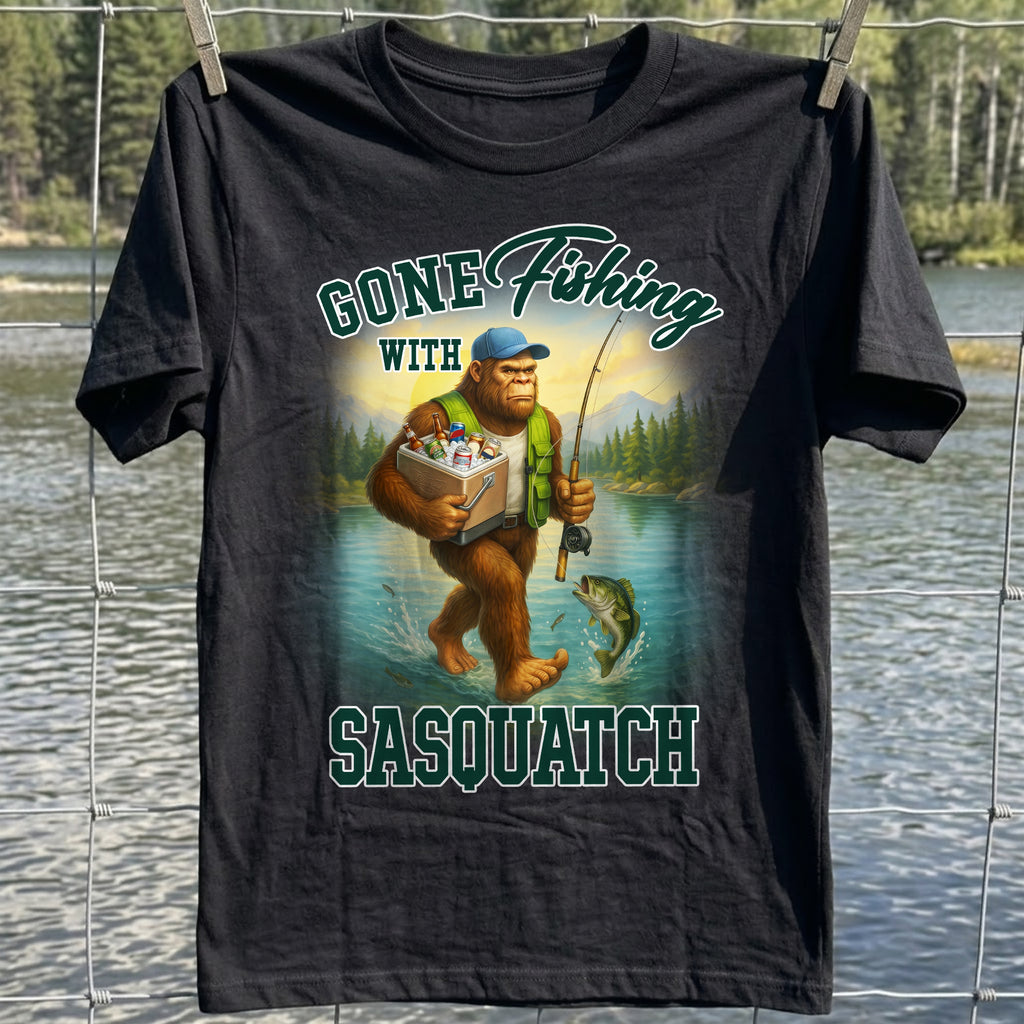Sasquatch Gone Fishing T-Shirt