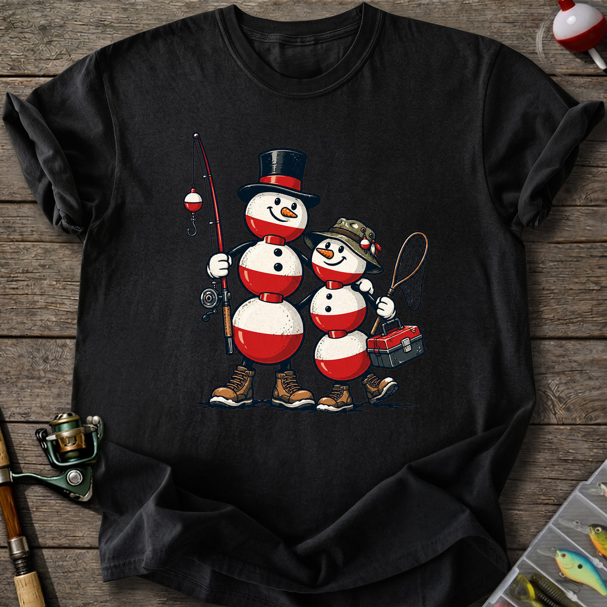 Fishing Snowmen T-Shirt