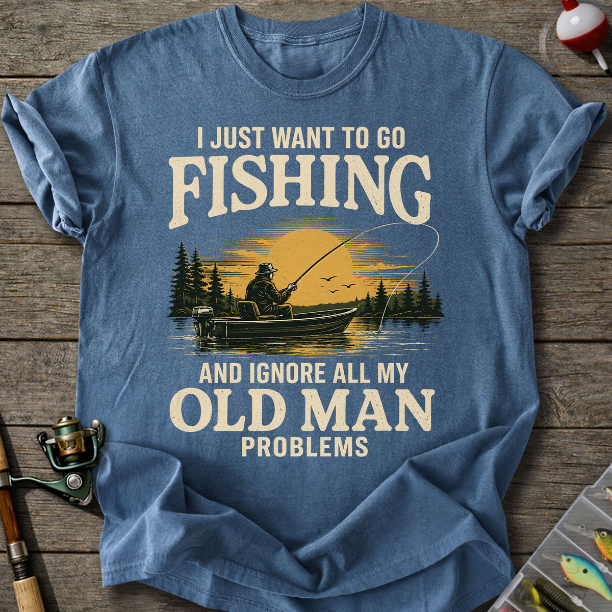 Old Man Fishing T-Shirt