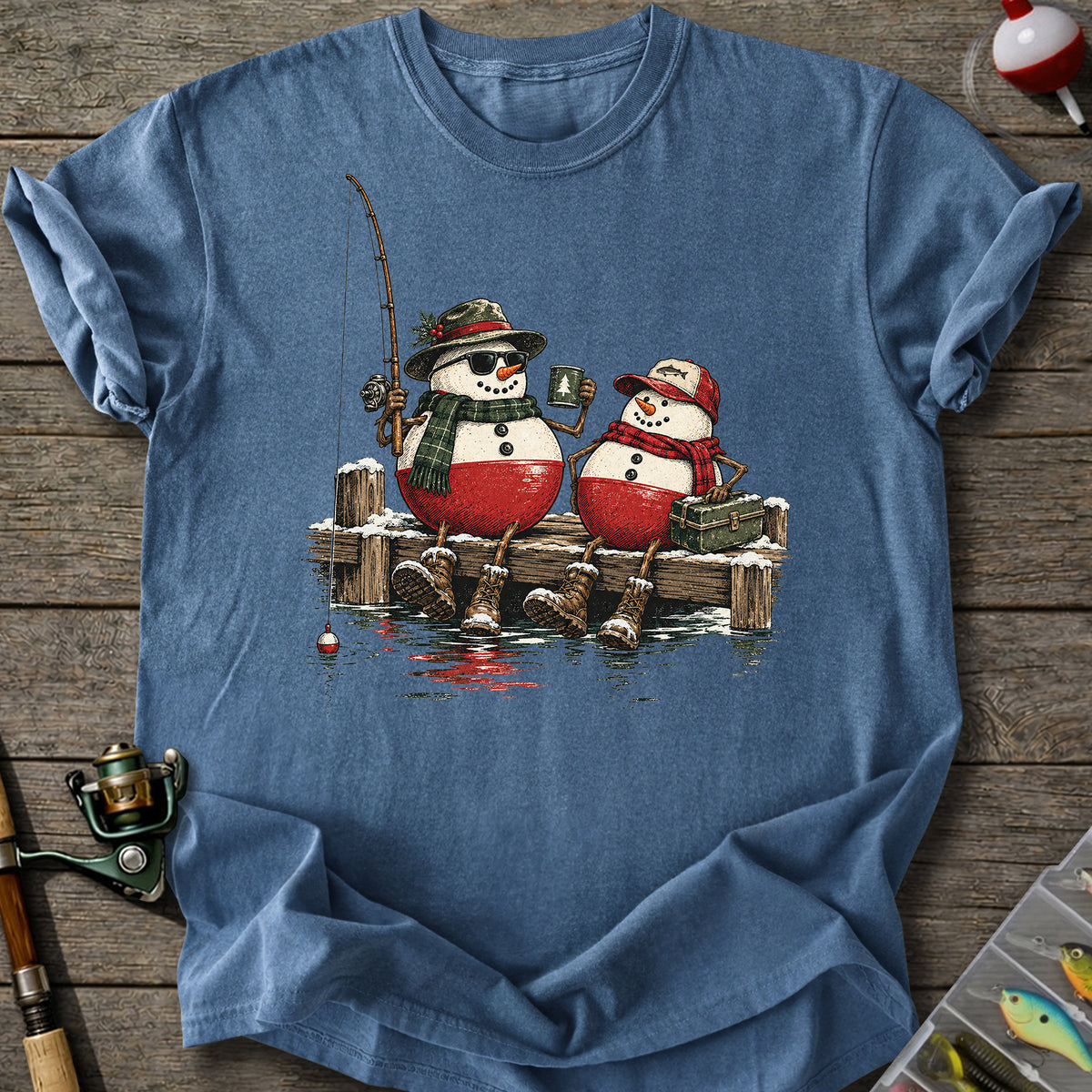 Snowman Fishing Buddies T-Shirt