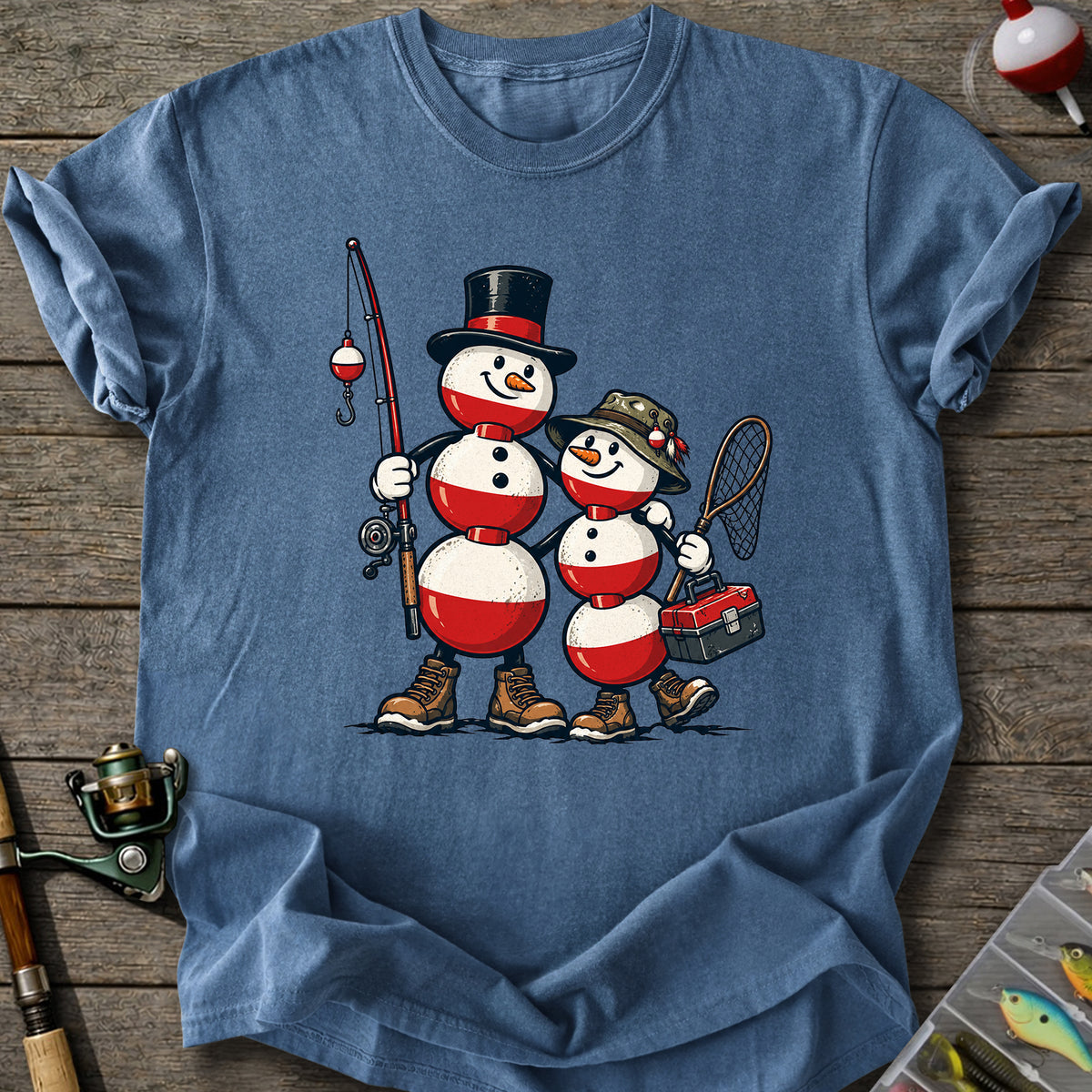 Fishing Snowmen T-Shirt