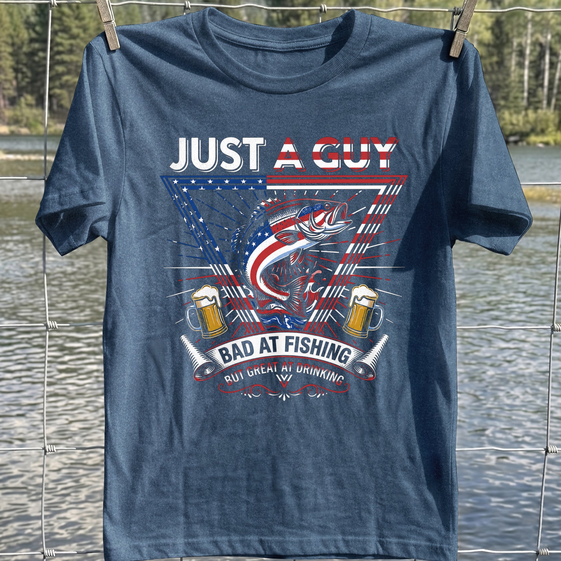 Bad At Fishing Great At Drinking USA T-Shirt
