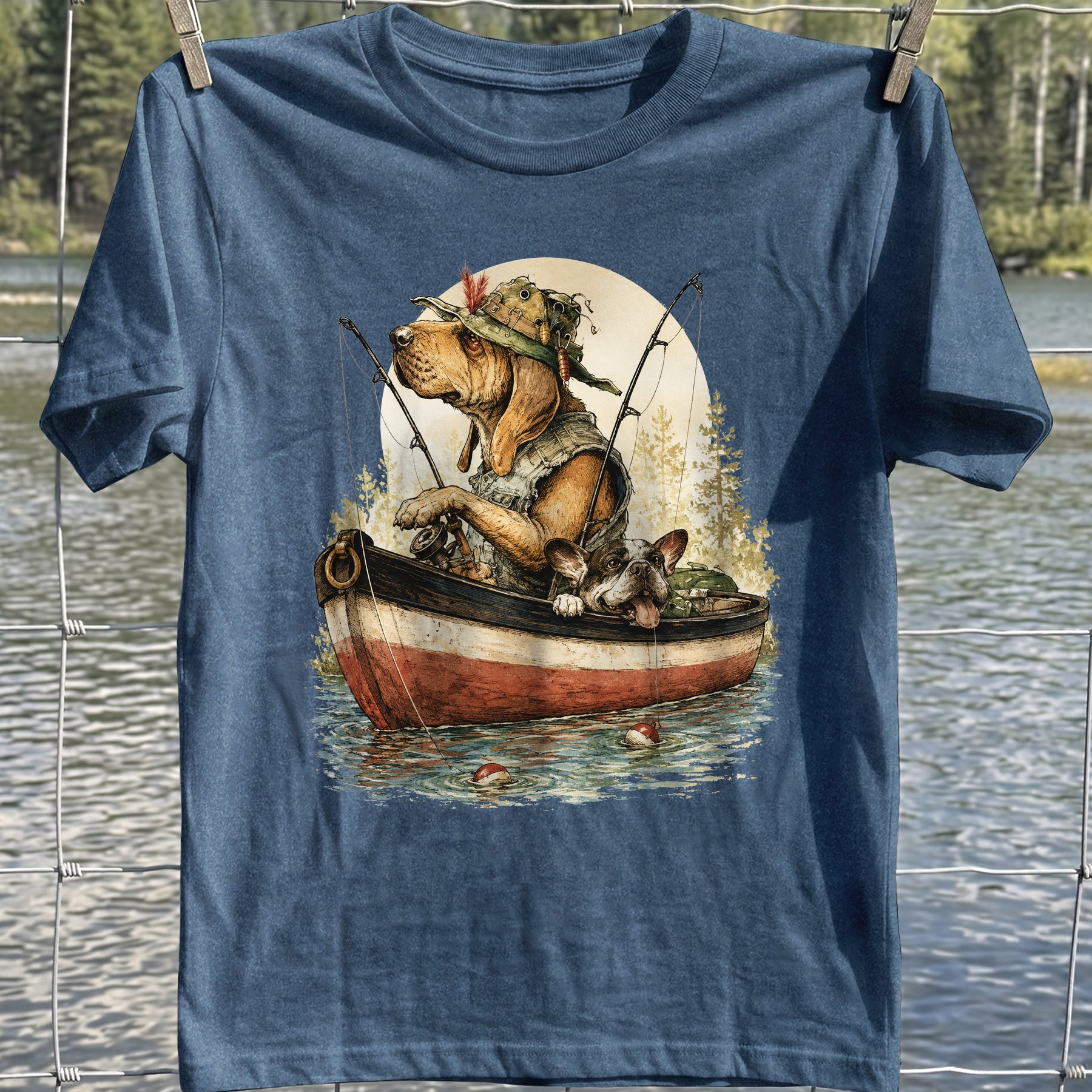 Fishing Dogs Boat T-Shirt