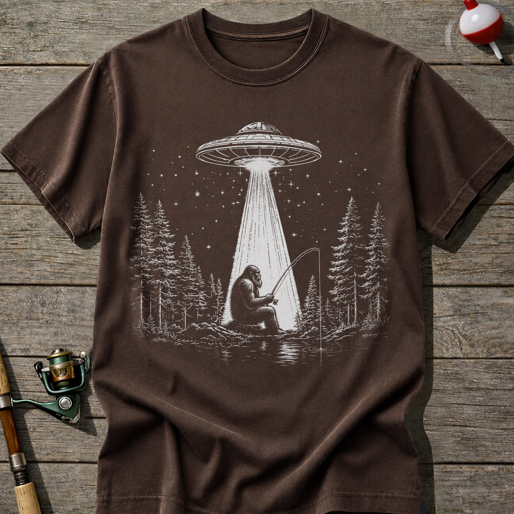 Bigfoot UFO Fishing T-Shirt