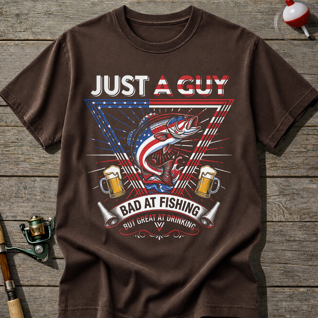 Bad At Fishing Great At Drinking USA T-Shirt