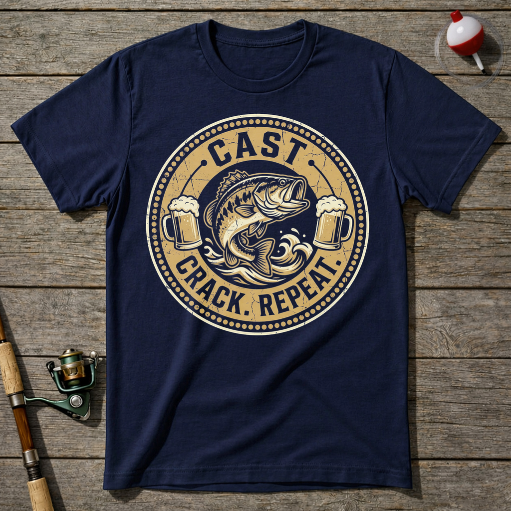 Cast Crack Repeat T-Shirt — Navy
