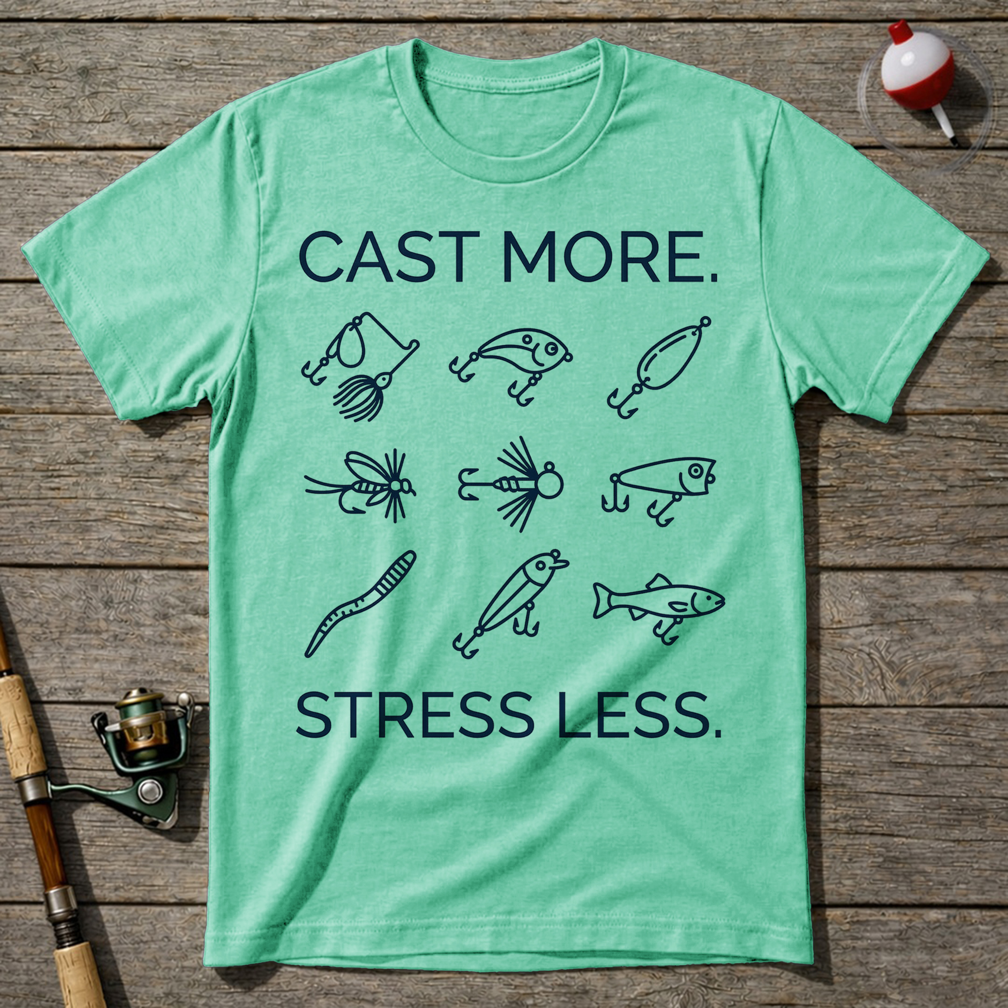 Cast More Stress Less T-Shirt — Mint Green