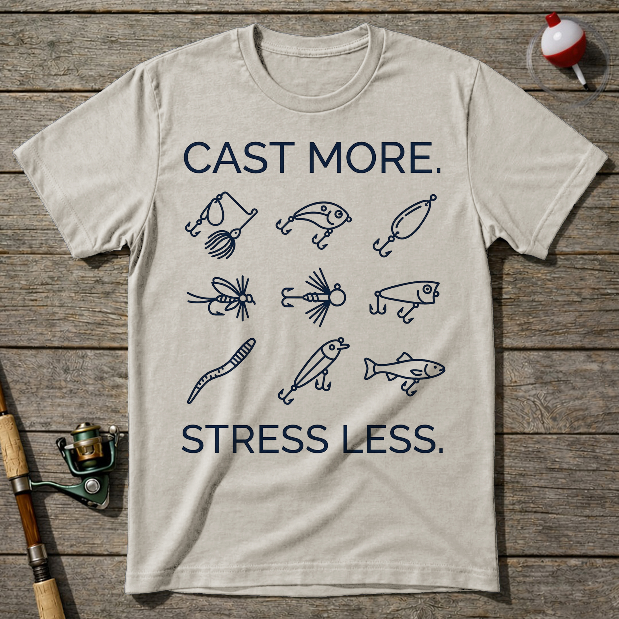 Cast More Stress Less T-Shirt — Natural