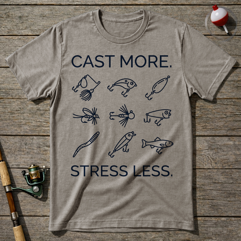 Cast More Stress Less T-Shirt — Sand
