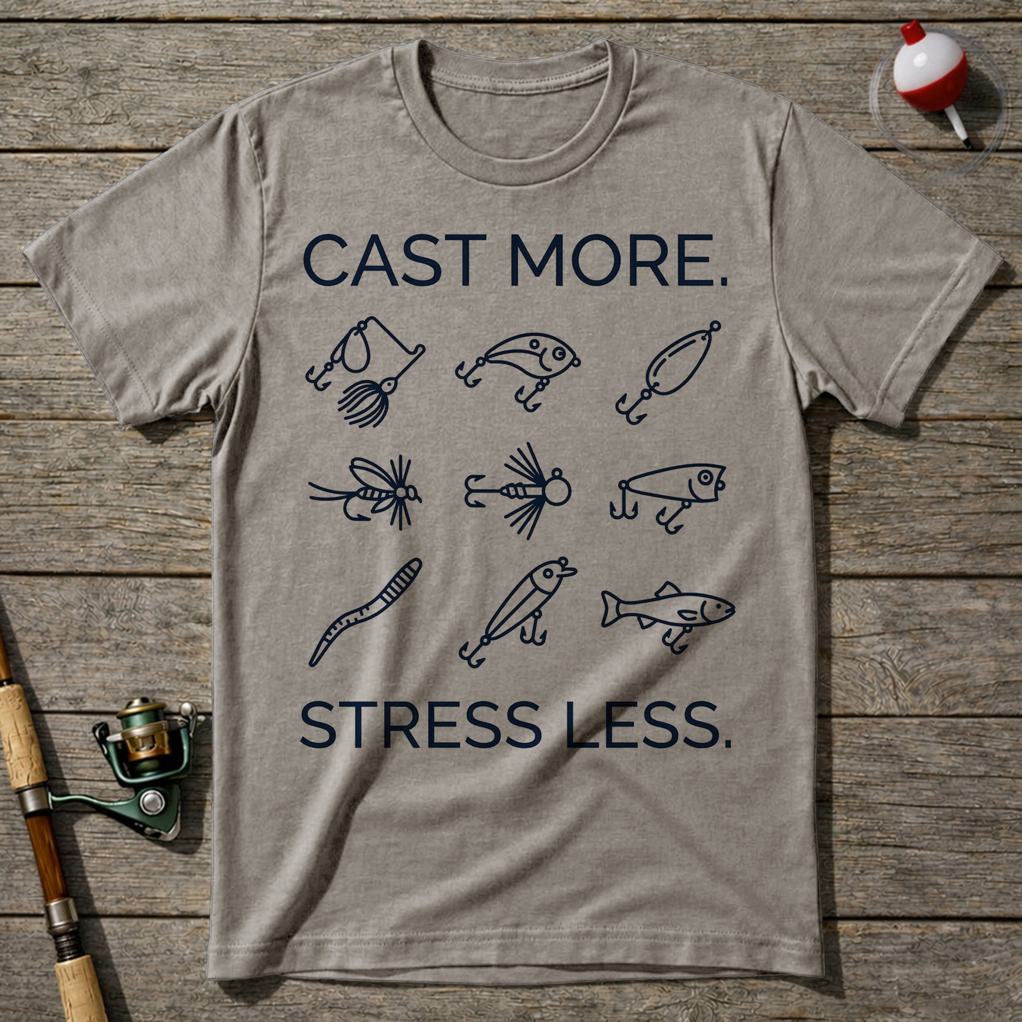 Cast More Stress Less T-Shirt — Sand
