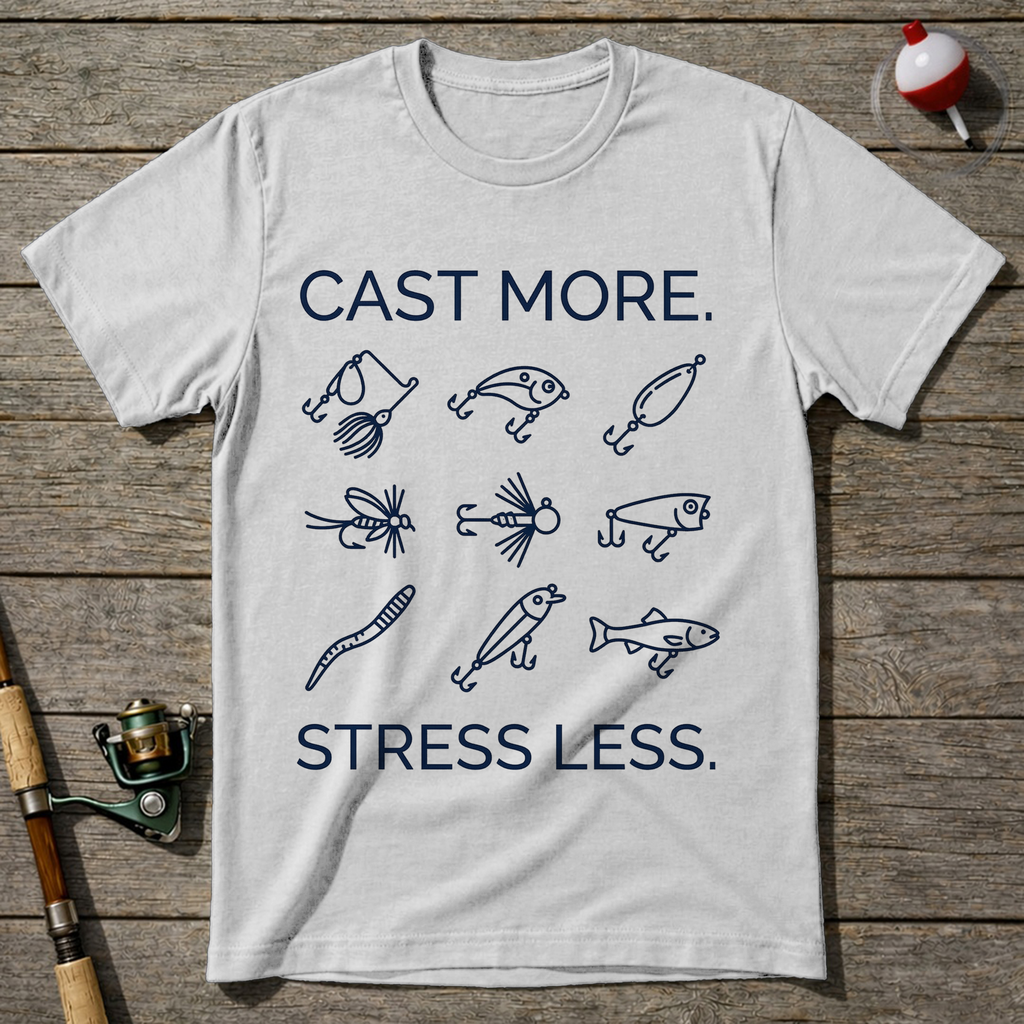 Cast More Stress Less T-Shirt — White