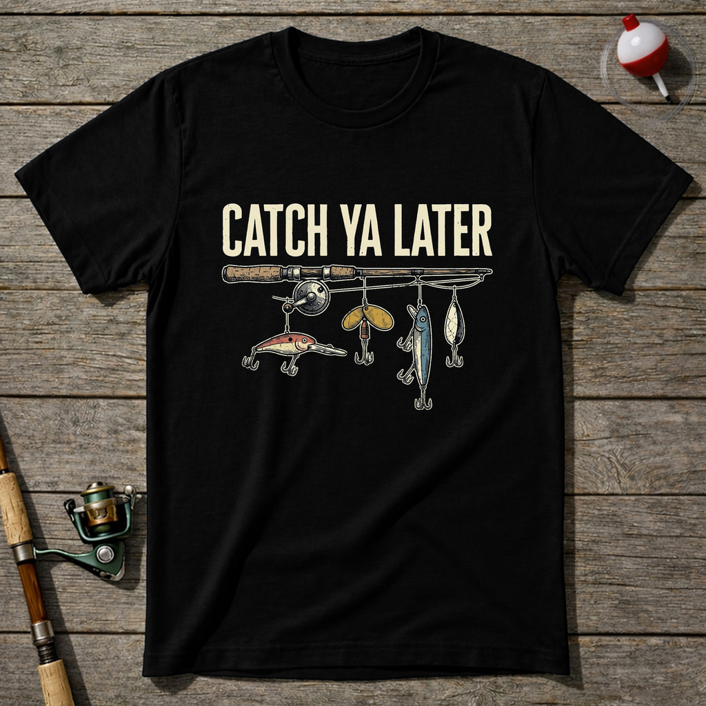 Catch Ya Later Fishing T-Shirt — Black