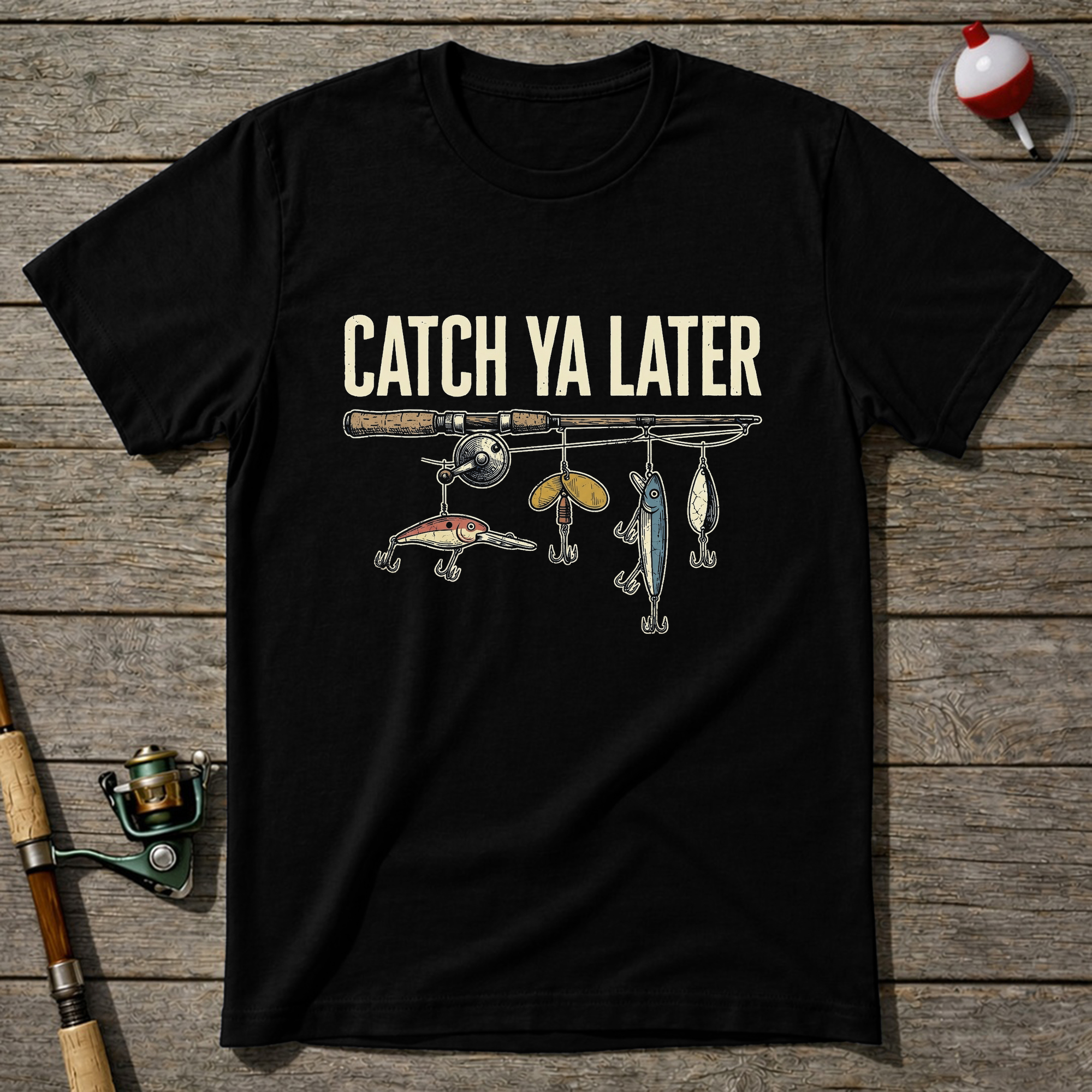 Catch Ya Later Fishing T-Shirt — Black