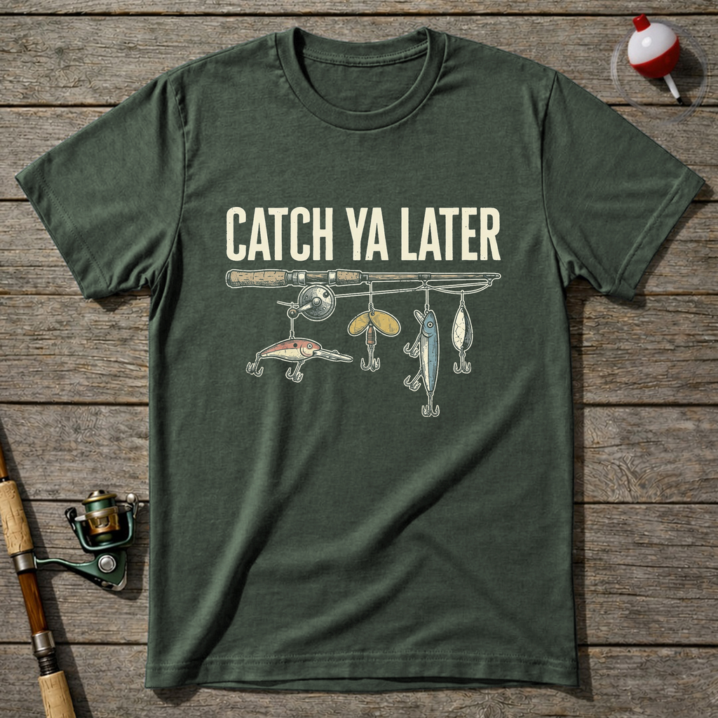Catch Ya Later Fishing T-Shirt — Military Green