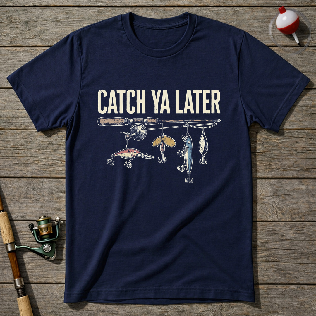 Catch Ya Later Fishing T-Shirt — Navy