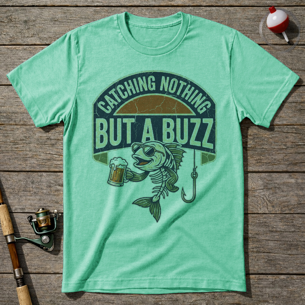 Catching Nothing But A Buzz Fishing T-Shirt — Mint Green