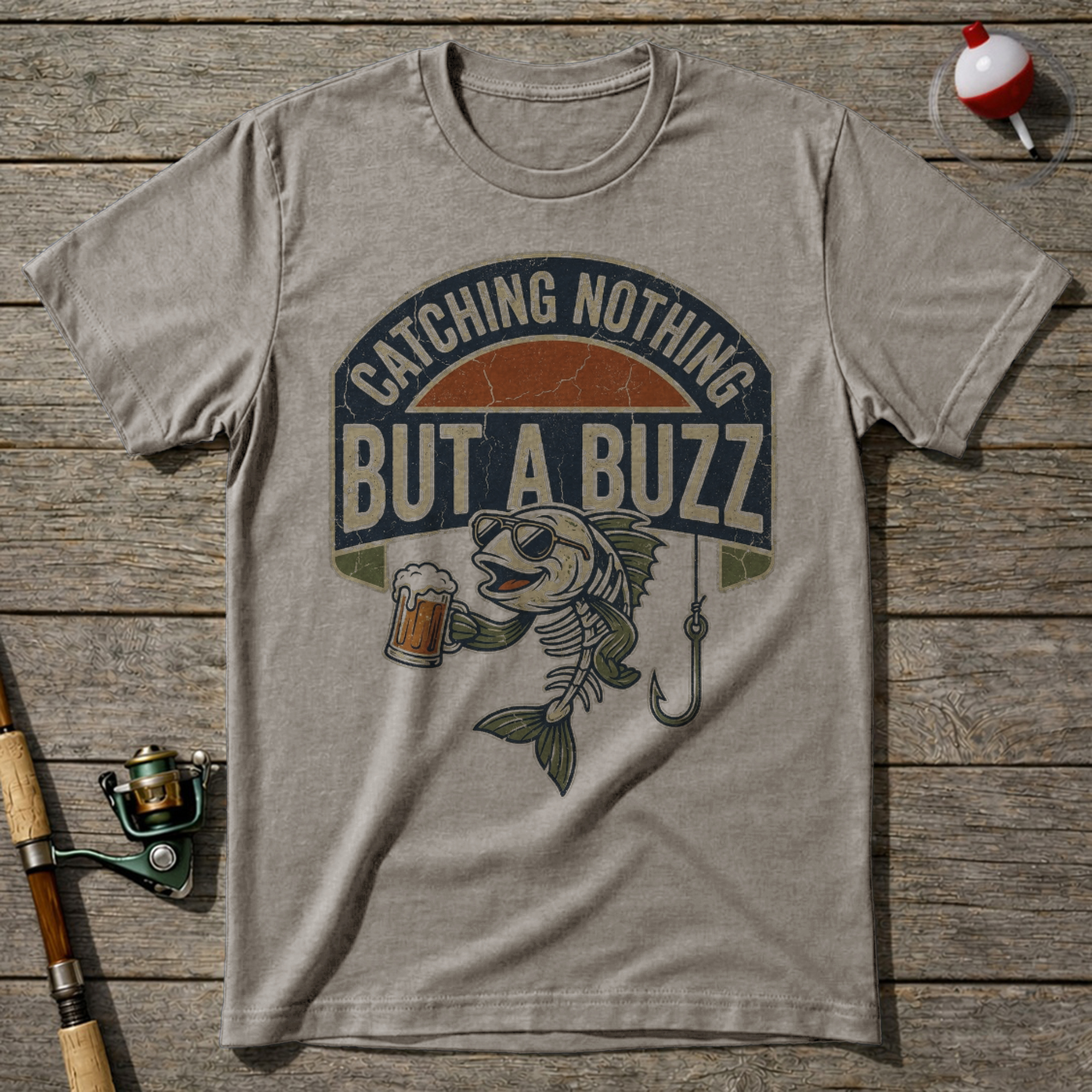 Catching Nothing But A Buzz Fishing T-Shirt — Sand