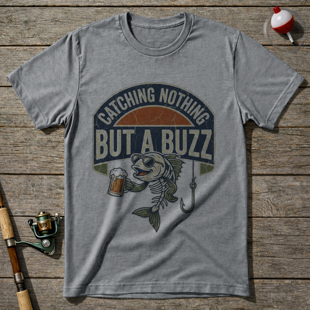 Catching Nothing But A Buzz Fishing T-Shirt — Sport Grey