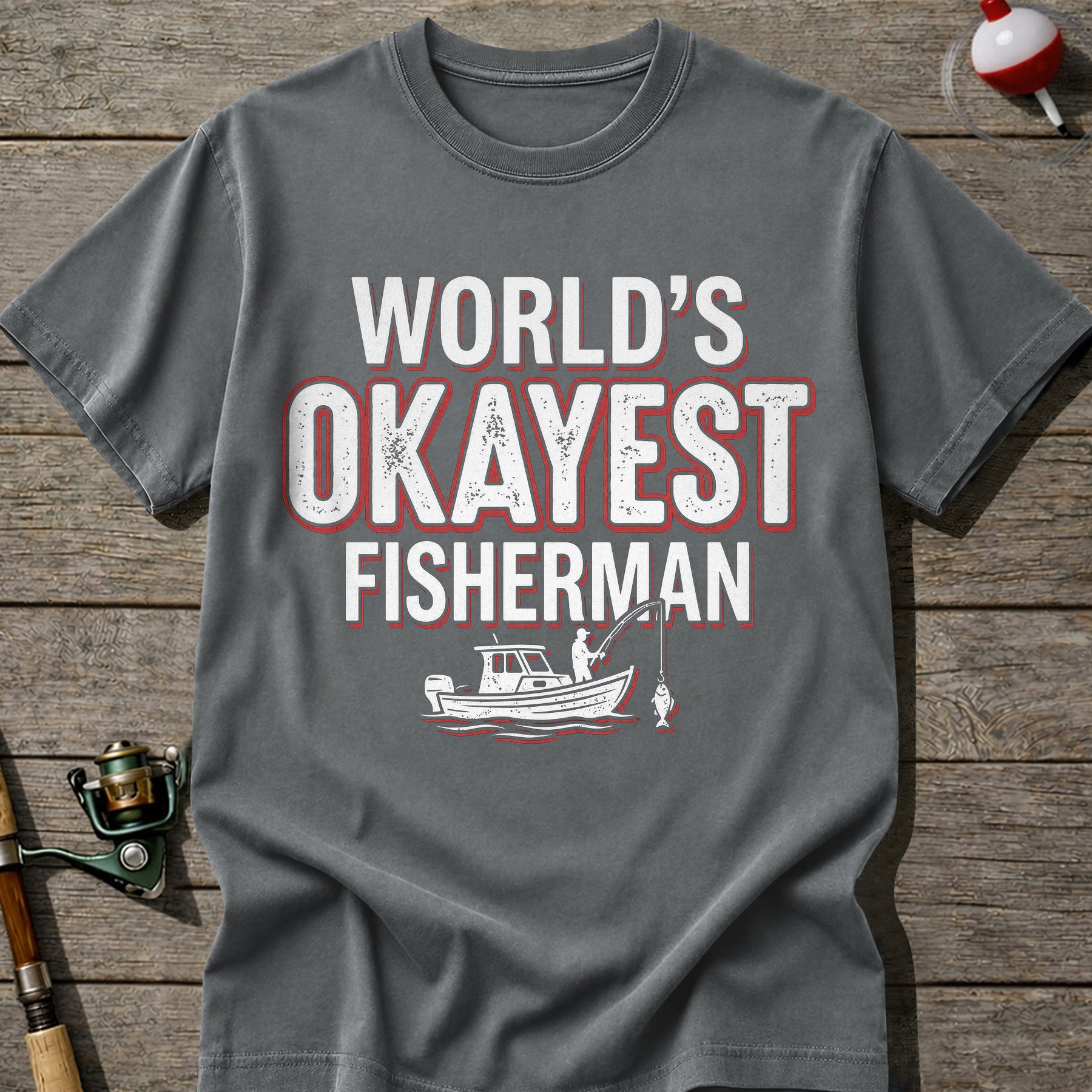 World’S Okayest Fisherman Fishing Boat T-Shirt