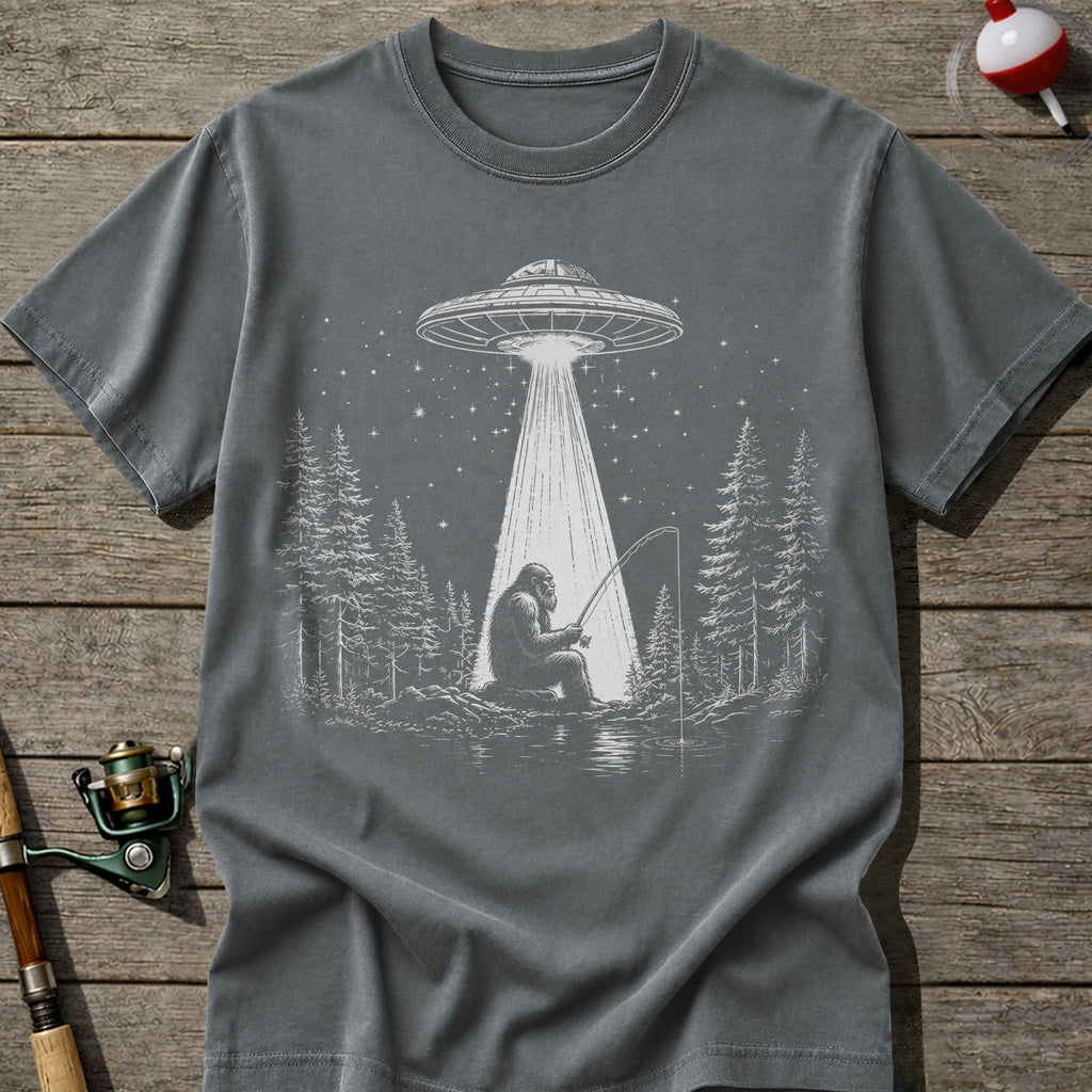 Bigfoot UFO Fishing T-Shirt