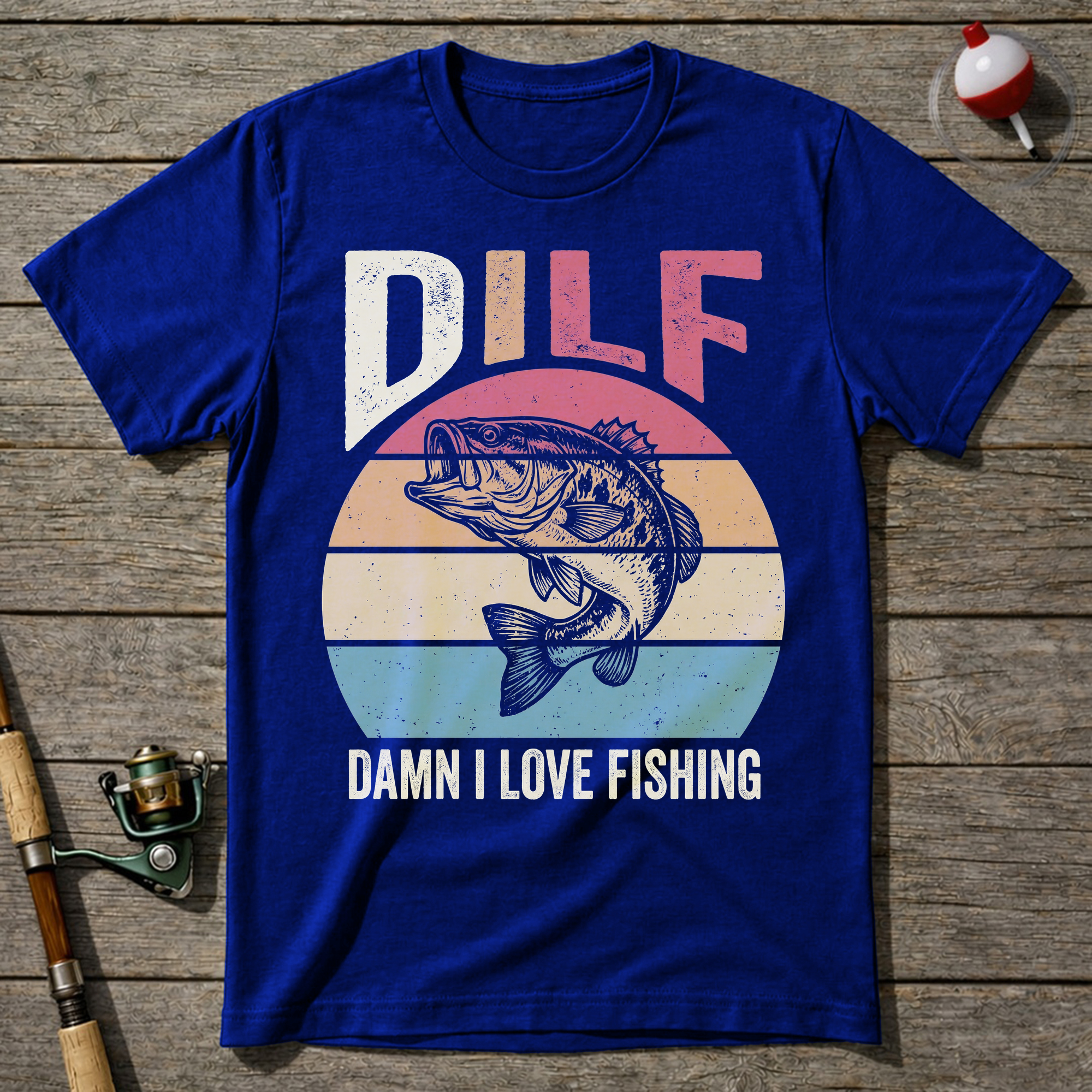 DILF Damn I Love Fishing T-Shirt — Royal Blue