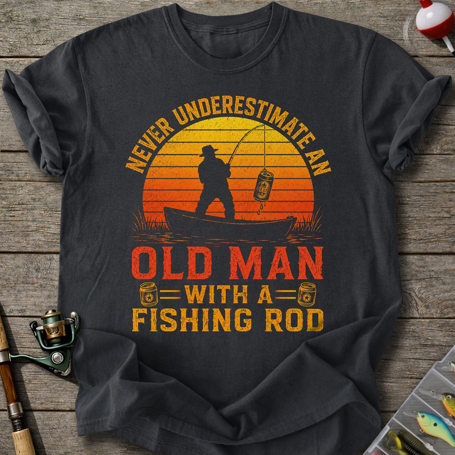 Old Man With Fishing Rod T-Shirt