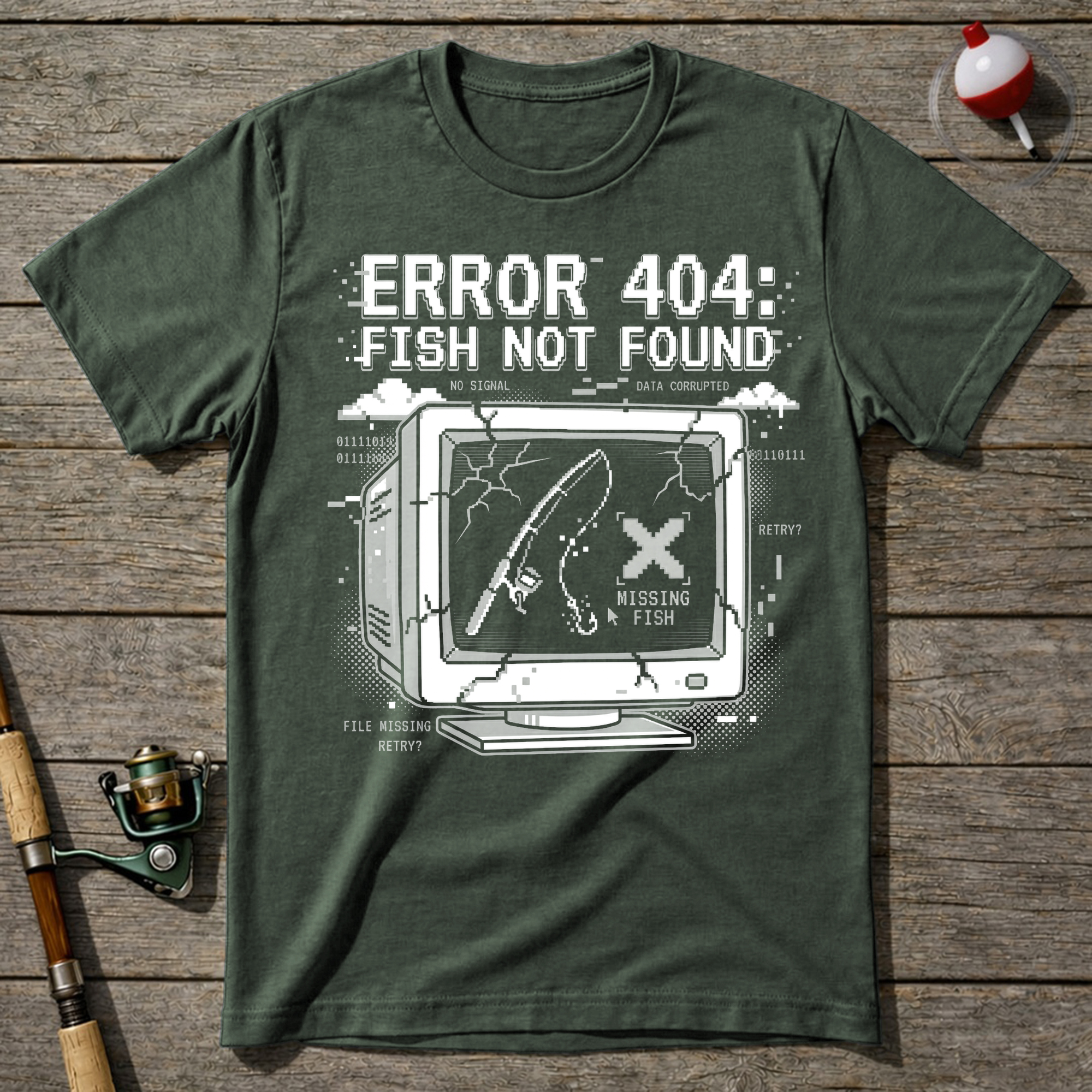 Error 404 Fish Not Found T-Shirt — Military Green